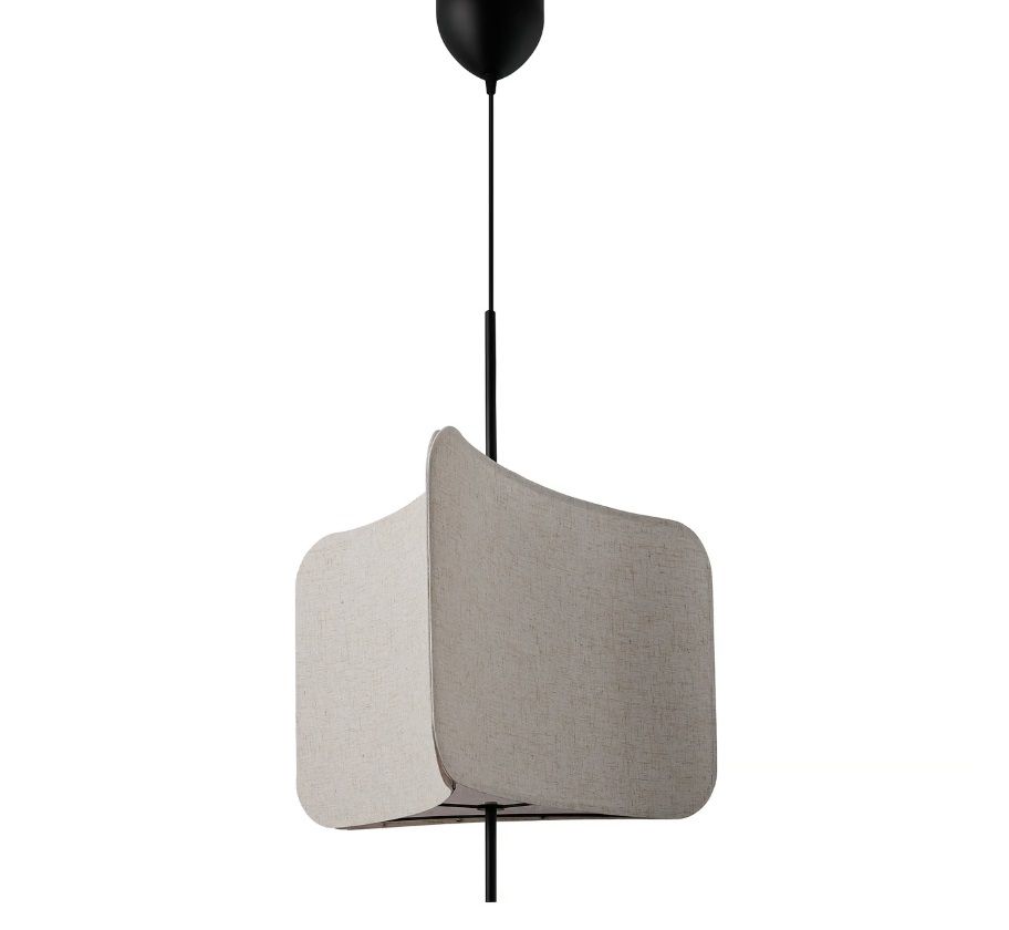 Wisząca lampa Tinto z beżowym, trójkątnym abażurem