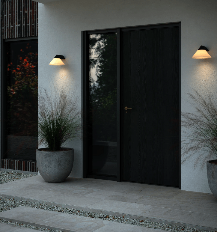 Zewnętrzny kinkiet Linas od Nordlux w kształcie stożka, o klasie szczelności IP54