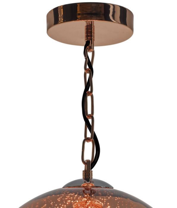 Lampa wisząca Speckle w kształcie miedzianej kuli ze szkła