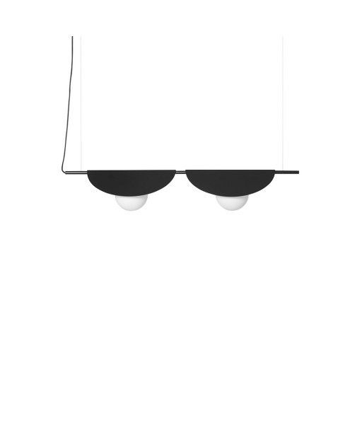 Czarna wisząca lampa Sallo B z dwiema szklanymi kulami w kształcie muszli