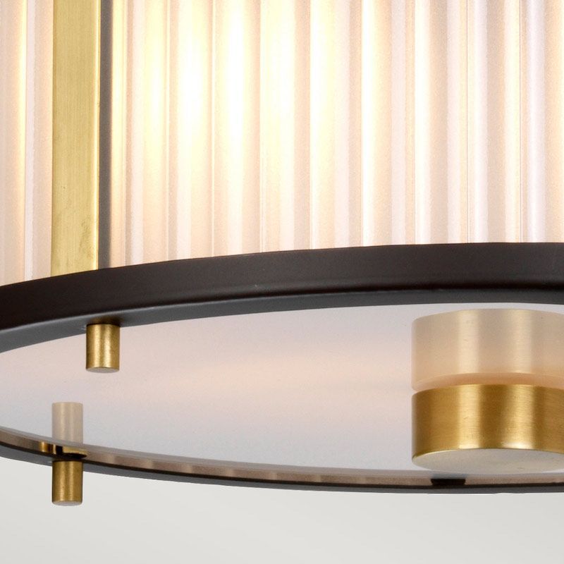 Wisząca lampa Corona w stylu art deco z kryształowego szkła i brązowego metalu