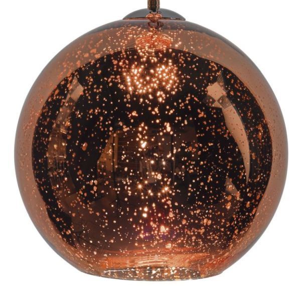 Lampa wisząca Speckle w kształcie miedzianej kuli ze szkła