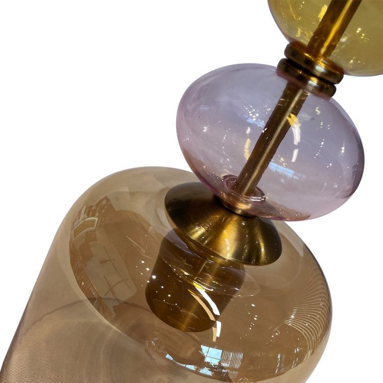 Bursztynowa, szklana lampa wisząca Tropea w stylu vintage