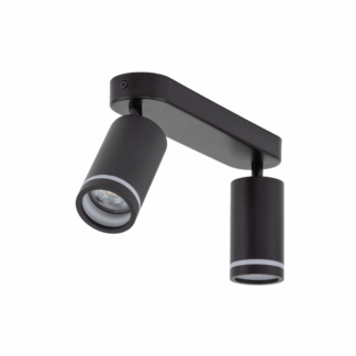 Dwupunktowa lampa sufitowa Jet z czarnymi, obrotowymi reflektorami