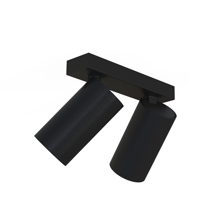 Dwupunktowa lampa sufitowa Mono II z czarno-złotymi tubami