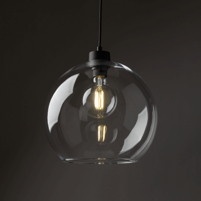 Przezroczysta wisząca lampa szklana Cubus w kształcie bezbarwnej kuli
