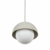 Beżowa, wisząca lampa Bono TK z białą kulą i półkulistym kloszem o średnicy 17 cm