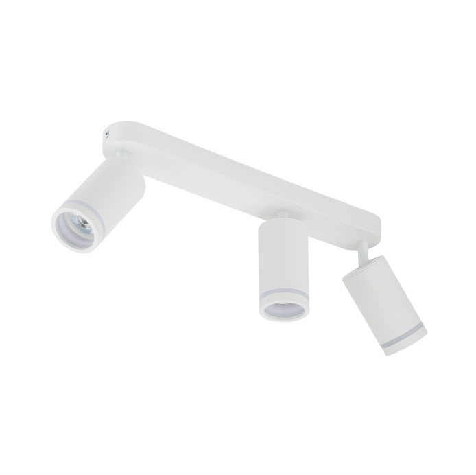 Biała sufitowa lampa Jet z trzema regulowanymi reflektorami