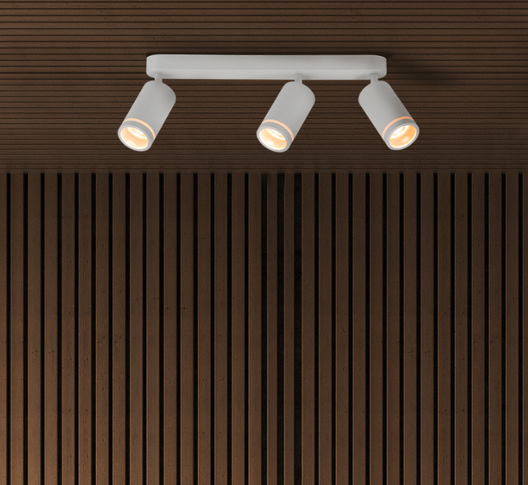 Biała sufitowa lampa Jet z trzema regulowanymi reflektorami