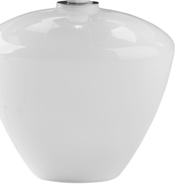 Biała lampka stołowa Fiord z szklaną podstawą