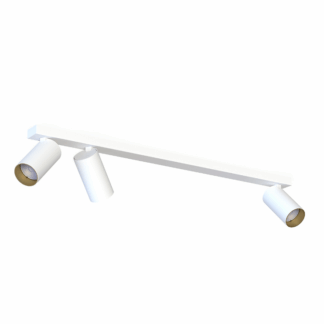 Biała listwa Mono III z reflektorami w złotym wykończeniu