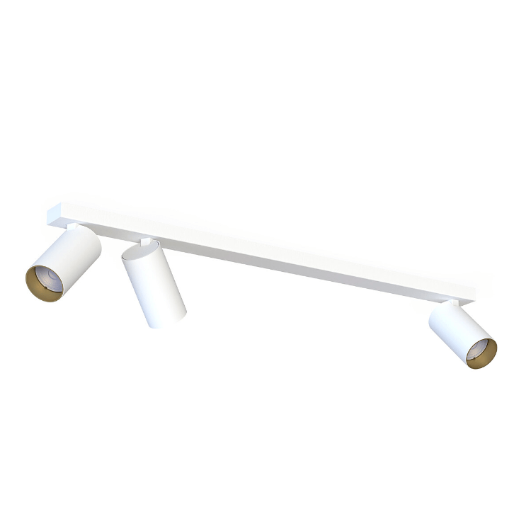 Biała listwa Mono III z reflektorami w złotym wykończeniu