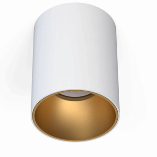 Biała sufitowa tuba Eye Tone z wnętrzem w złotym kolorze