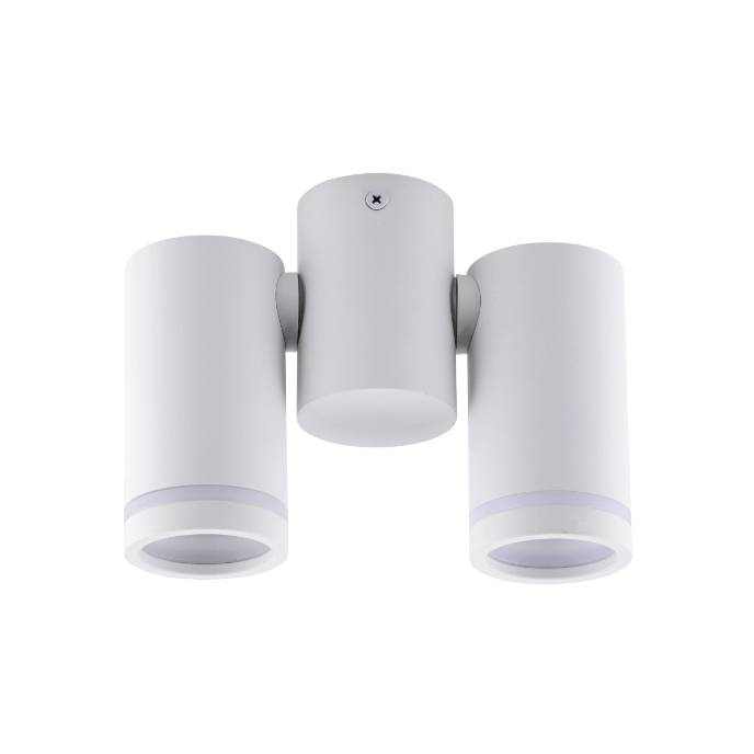 Regulowany biały kinkiet Jet Set z podwójnym obrotowym spotem