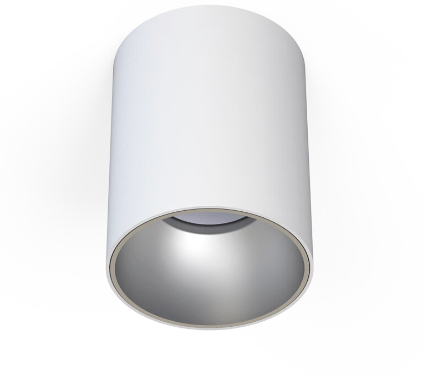 Biały natynkowy reflektor punktowy Eye Tone z srebrnym środkiem