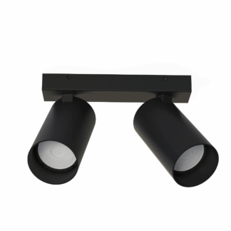 Czarna podwójna lampa sufitowa Mono II z dwoma regulowanymi reflektorami
