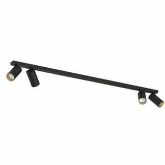 Czarne reflektory Mono IV na listwie – 4 regulowane punkty świetlne