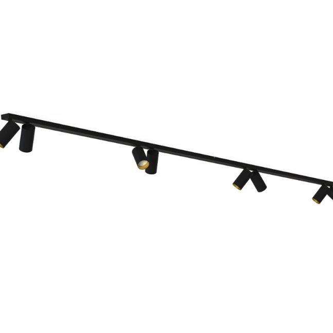Czarno-złote reflektory zamontowane na listwie Mono VIII o długości 3 metry (2 x 150 cm)