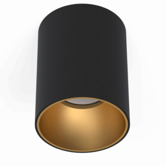 Czarny sufitowy spot Eye Tone – elegancka harmonia złota.