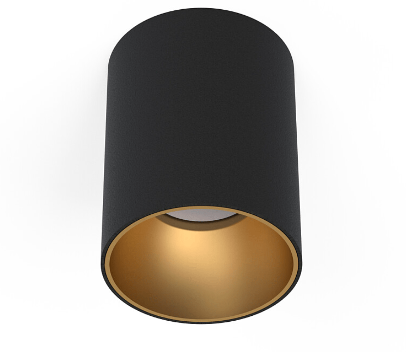 Czarny sufitowy spot Eye Tone – elegancka harmonia złota.