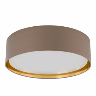 Duża brązowa lampa sufitowa Bilbao TK o średnicy 60 cm ze złotym wnętrzem