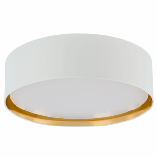 Duży plafon sufitowy Bilbao TK w białym kolorze ze złotym zdobieniem, średnica 60 cm