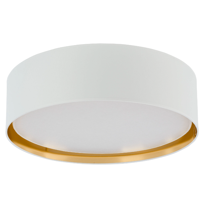 Duży plafon sufitowy Bilbao TK w białym kolorze ze złotym zdobieniem, średnica 60 cm