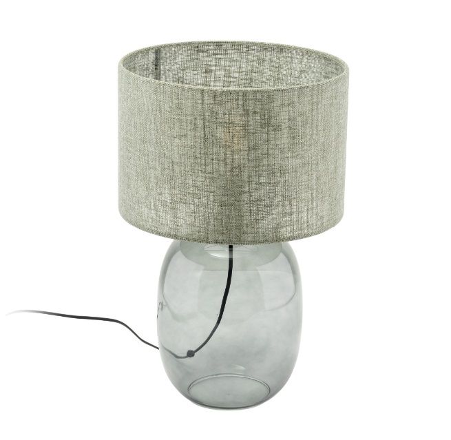 Grafitowa lampa stołowa Melody z abażurem z lnu