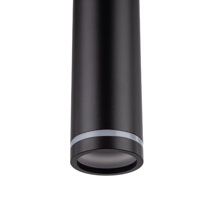 Czarna wisząca lampa typu tuba Jet z podświetloną krawędzią