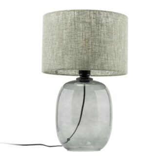 Grafitowa lampa stołowa Melody z abażurem z lnu