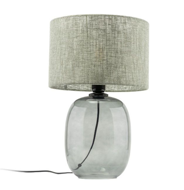 Grafitowa lampa stołowa Melody z abażurem z lnu