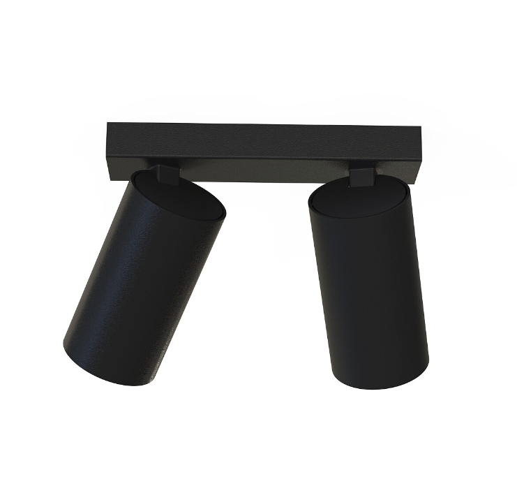 Dwupunktowa lampa sufitowa Mono II z czarno-złotymi tubami