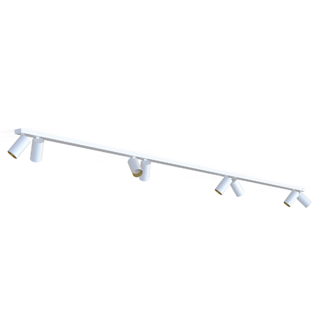 Biała szynowa lampa sufitowa Mono VIII 3m z 8 regulowanymi tubami