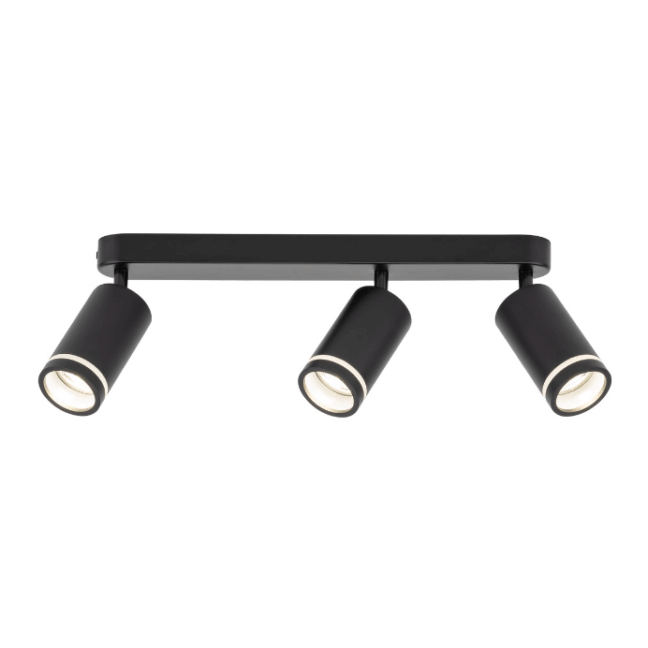 Potrójna sufitowa lampa Jet z czarnymi, regulowanymi tubami