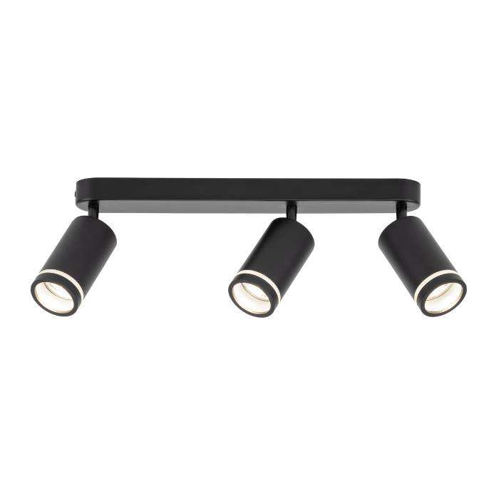 Potrójna sufitowa lampa Jet z czarnymi, regulowanymi tubami