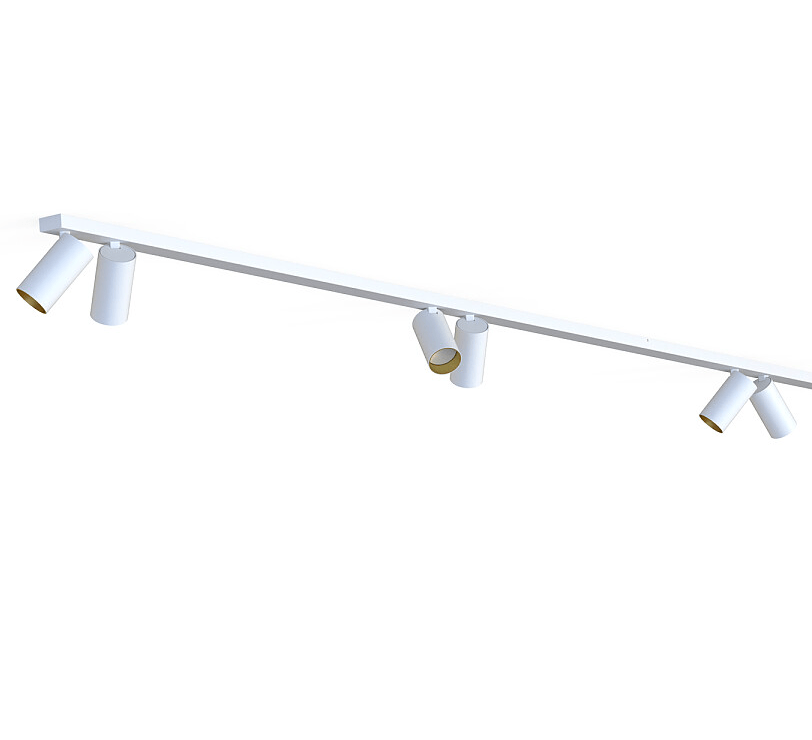 Biała szynowa lampa sufitowa Mono VIII 3m z 8 regulowanymi tubami