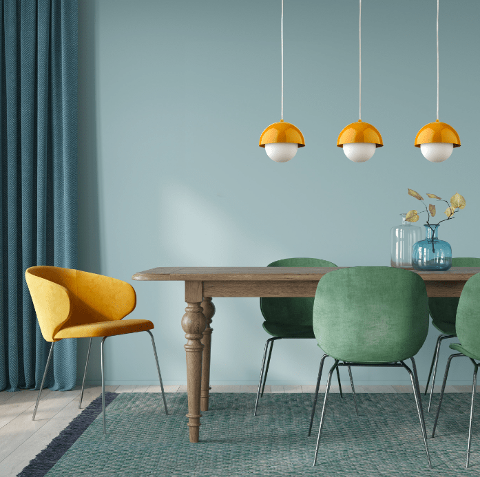 Żółta wisząca lampa Bono TK z mleczną kulą o średnicy 17 cm