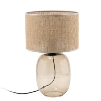 Lampka nocna Melody z abażurem z juty w stylu boho i wabi-sabi