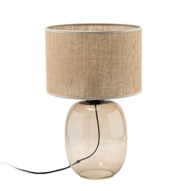 Lampka nocna Melody z abażurem z juty w stylu boho i wabi-sabi
