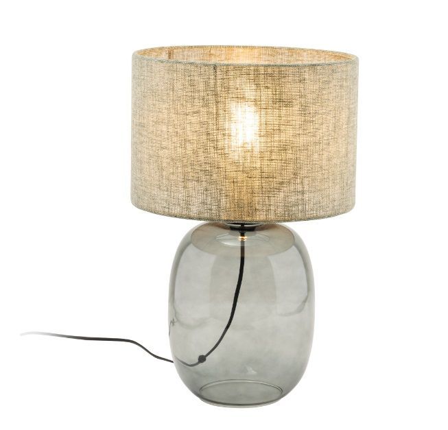 Grafitowa lampa stołowa Melody z abażurem z lnu