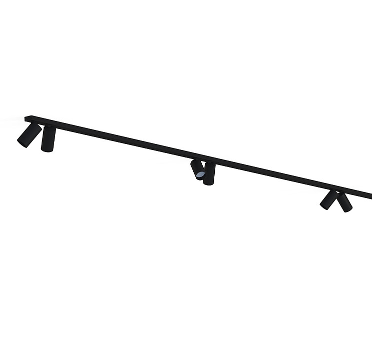 Industrialny system oświetlenia szynowego Mono VIII o długości 4 m, składający się z dwóch szyn po 200 cm i ośmiu punktów świetlnych