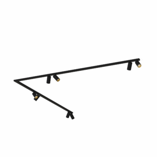 Narożna lampa sufitowa na listwie Corner VIII z czarno-złotymi tubami, 2x200 cm