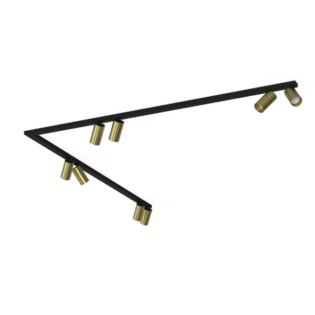 Kątowy system szynowy Mono Corner VIII w kolorze czarnego mosiądzu o długości 2x150 cm