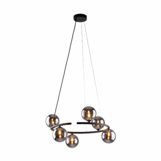 Nowoczesny żyrandol Anabelle 6 z srebrnymi szklanymi kulami