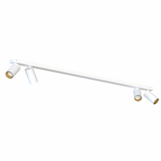 Oświetlenie szynowe z czterema reflektorami Mono IV w biało-złotym kloszu