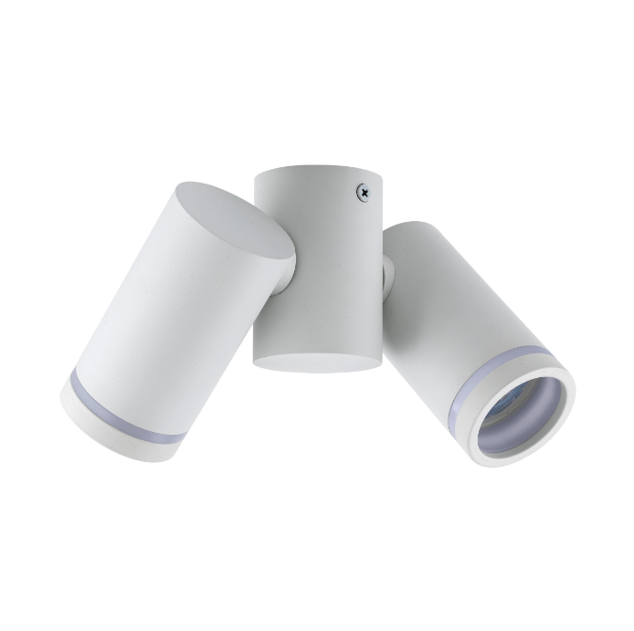 Regulowany biały kinkiet Jet Set z podwójnym obrotowym spotem