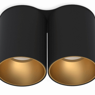Podwójna sufitowa lampa wpuszczana Eye Tone II w kolorze czarno-złotym