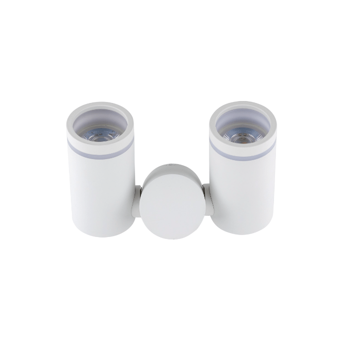 Regulowany biały kinkiet Jet Set z podwójnym obrotowym spotem