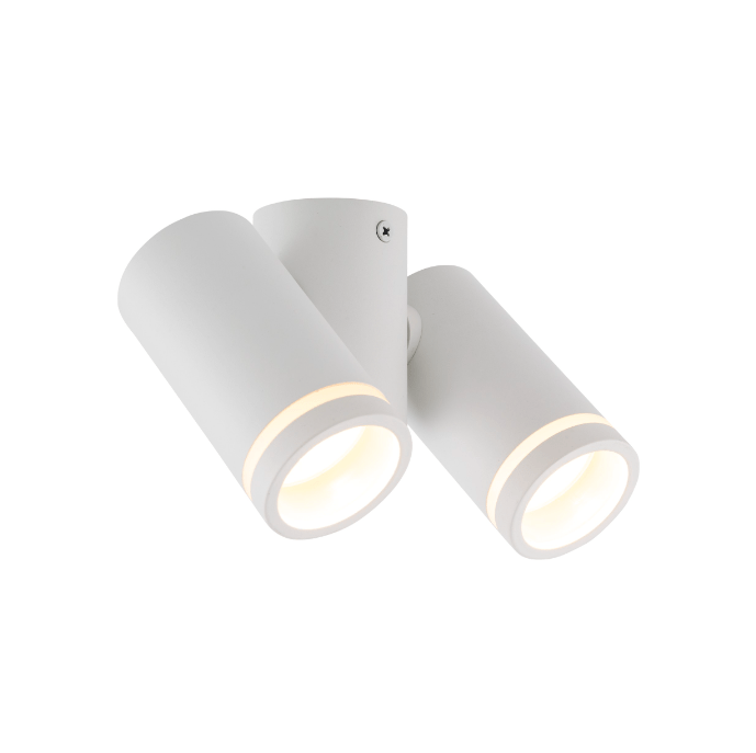 Regulowany biały kinkiet Jet Set z podwójnym obrotowym spotem