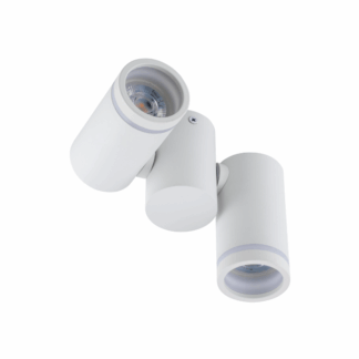 Regulowany biały kinkiet Jet Set z podwójnym obrotowym spotem